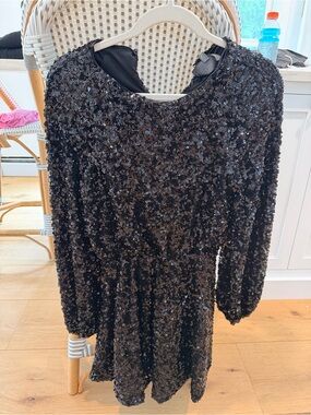 NWT Anthropologie Black Sequin Long Sleeve Dress